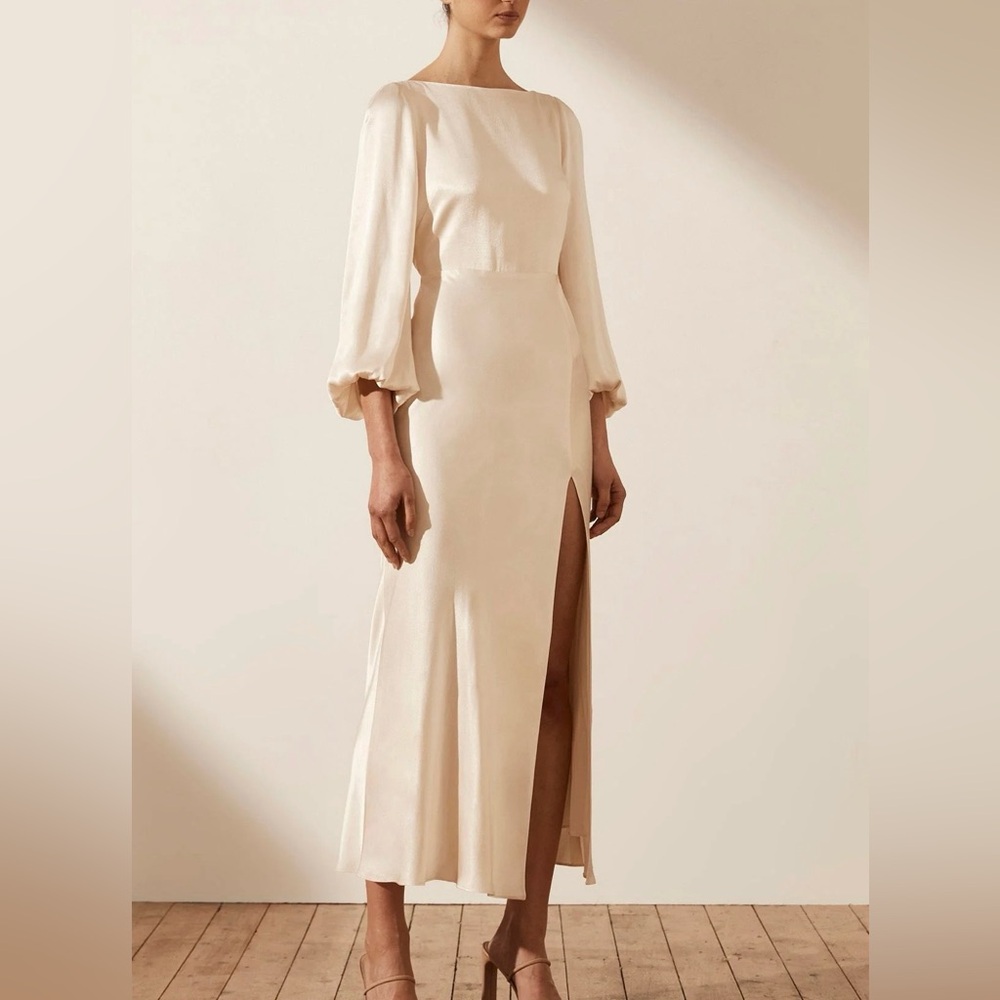 Shona Joy - La Lune Balloon Sleeve Backless Midi Dress